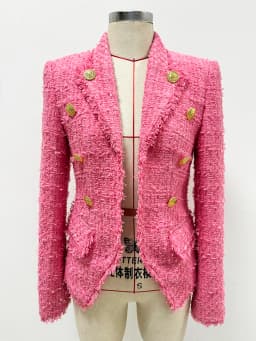 HIGH STREET Newest 2026 FW Designer Jacket Women's Slim Fitting Tassel Fringed Tweed Blazer