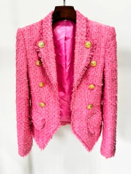 HIGH STREET Newest 2026 FW Designer Jacket Women's Slim Fitting Tassel Fringed Tweed Blazer