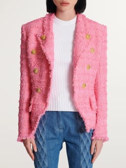 HIGH STREET Newest 2026 FW Designer Jacket Women's Slim Fitting Tassel Fringed Tweed Blazer