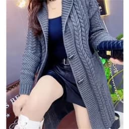 2025 Hooded Wool Knitted Cardigan Coat Women Autumn Winter New Long Jacket Heavy Jacquard Outwear Large Size Sweater Tops Female