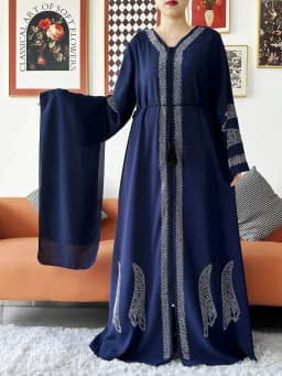 2024 Women Elegant Party Dress Chiffon Open Abaya Muslim Women Dress Islamic Clothing Cardigan Abaya Women Muslim Dress