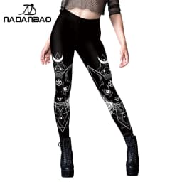 Nadanbao Women Leggings Sexy Middle Waist Skinny Leggins Halloween Skull 3D Printing Fitness Running Yoga Trousers Gym Workout
