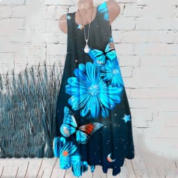New Summer Sleeveless Women Red A-Line Dresses Floral Pattern 3D Print Fashion Dress Beach Casual Loose Ladies Short Dress