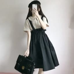 2026 New Spring Autumn Women Skirt Casual Sweet A-line Long Skirts Solid Simplicity Strap Skirt Female Japan Style