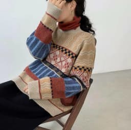women sweater Autumn Winter Vintage Sweet O-Neck Full Pullovers Geometric Keep Warm Y2k Sweaters Women Loose