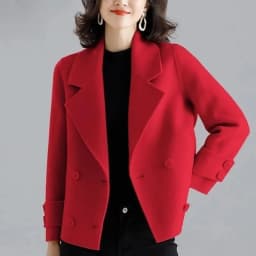 New Double-Sided Wool Coat Women's Short High-End Casual Tweed Suit Jacket Blend Wool Coat Black Double Breasted Blazer Female