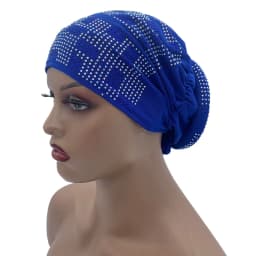 2024 Summer Women's Turban Cap with Padded Diamonds Elastic Muslim Headscarf Bonnet African Female Head Wraps Turbante Mujer