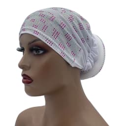 2024 Summer Women's Turban Cap with Padded Diamonds Elastic Muslim Headscarf Bonnet African Female Head Wraps Turbante Mujer