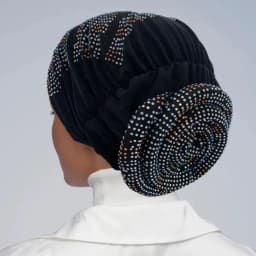 2024 Summer Women's Turban Cap with Padded Diamonds Elastic Muslim Headscarf Bonnet African Female Head Wraps Turbante Mujer
