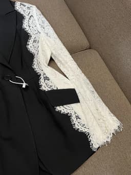 HIGH STREET 2026 Newest Fashion Designer Jacket Women's Stylish Color Block Lace Patchwork Blazer