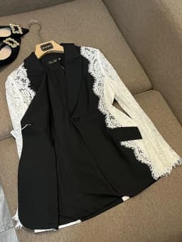 HIGH STREET 2026 Newest Fashion Designer Jacket Women's Stylish Color Block Lace Patchwork Blazer
