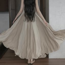 UMI MAO Chinese Style Loose Super-long Ankle-length Oversized Swing Raw Edge Stitching Literary Heavy Work Elegant Dress Woman