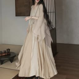 UMI MAO Chinese Style Loose Super-long Ankle-length Oversized Swing Raw Edge Stitching Literary Heavy Work Elegant Dress Woman