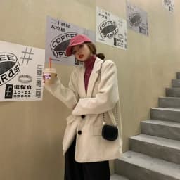 New Corduroy Thick Loose Oversized Blazers Women Autumn Winter Korean Long Sleeved Jacket Single Breasted Black Blazer