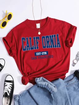 California Est1776 San Francisco Print Woman Tshirts Essential Sport Casual Top Tees Soft Comfortable T-Shirts Street Clothes