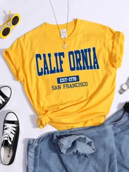 California Est1776 San Francisco Print Woman Tshirts Essential Sport Casual Top Tees Soft Comfortable T-Shirts Street Clothes