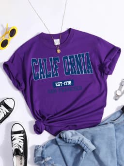 California Est1776 San Francisco Print Woman Tshirts Essential Sport Casual Top Tees Soft Comfortable T-Shirts Street Clothes