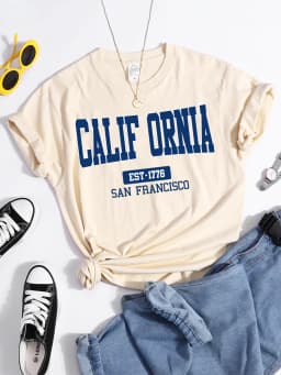 California Est1776 San Francisco Print Woman Tshirts Essential Sport Casual Top Tees Soft Comfortable T-Shirts Street Clothes
