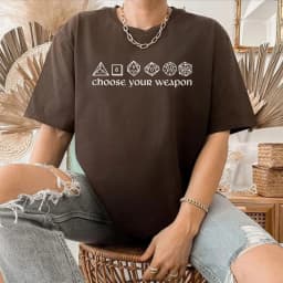 Choose Your Weapon T-shirt Funny DnD Dice Shirt Board Games RPG Gaming Tees Unisex Short Sleeve Tshirt Vintage D&D DM Tops Tee