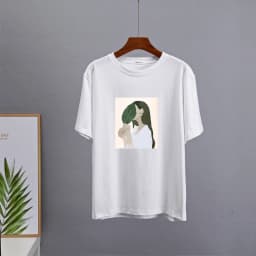 Hirsionsan Harajuku Printed T Shirt Women 2023 Summer Chic Tees 100% Cotton Elegant Graphic Clothes Loose Casual Pullover Tops