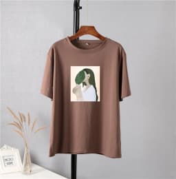 Hirsionsan Harajuku Printed T Shirt Women 2023 Summer Chic Tees 100% Cotton Elegant Graphic Clothes Loose Casual Pullover Tops