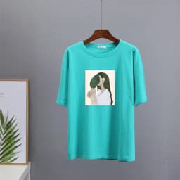 Hirsionsan Harajuku Printed T Shirt Women 2023 Summer Chic Tees 100% Cotton Elegant Graphic Clothes Loose Casual Pullover Tops