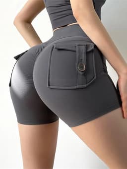 Summer Peach Butt Fitness Exercise Three-Quarter Pants Cargo Air Dry Pocket Yoga Tight lift the hips Women's Shorts