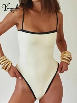 Sexy Body Backless Slip Jumpsuit Women Summer One Pieces Swimwear Bodycon Jumpsuits Woman Clothing Halter Top Bodysuit Rompers