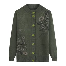 New Print Middle-Aged Mother's Spring Autumn Long-Sleeve Sweater Women Knitted Bottoming Shirt Wool Winter Grandma Cardigan