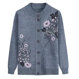 New Print Middle-Aged Mother's Spring Autumn Long-Sleeve Sweater Women Knitted Bottoming Shirt Wool Winter Grandma Cardigan