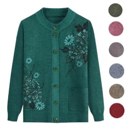 New Print Middle-Aged Mother's Spring Autumn Long-Sleeve Sweater Women Knitted Bottoming Shirt Wool Winter Grandma Cardigan