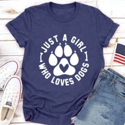 JUST A GIRL LOVE DOGS Print Women T Shirt Short Sleeve O Neck Loose Women Tshirt Ladies Tee Shirt Tops Clothes Camisetas Mujer
