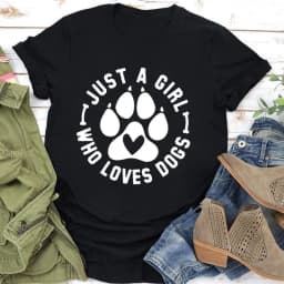 JUST A GIRL LOVE DOGS Print Women T Shirt Short Sleeve O Neck Loose Women Tshirt Ladies Tee Shirt Tops Clothes Camisetas Mujer