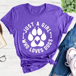 JUST A GIRL LOVE DOGS Print Women T Shirt Short Sleeve O Neck Loose Women Tshirt Ladies Tee Shirt Tops Clothes Camisetas Mujer