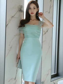 Elegant Party Dress Summer Solid Color Off-The-Shoulder Strapless Neckline Temperament Sleeveless High Waist Tight Dress
