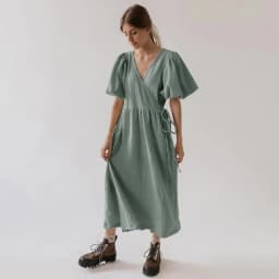 Vintage 100% Cotton Puff Sleeve Maxi Dress For Women Muslin Crepe Gauze V-Neck Bandage Lace Elegant Long Birthday Party Dress