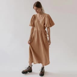 Vintage 100% Cotton Puff Sleeve Maxi Dress For Women Muslin Crepe Gauze V-Neck Bandage Lace Elegant Long Birthday Party Dress