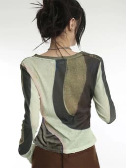 Yedinas Tie Dye T Shirt Women Long Sleeve Vintage Ladies Tops Grunge Aesthetic Tops Eurphoria Retro Tshirts Autumn Y2k Tees