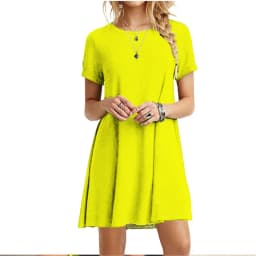 Casual Women Dress Summer Short Sleeve O Neck T Shirt Dress Simple Black Red A Line Mini Dress Vintage Solid Loose Dress Robe