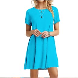 Casual Women Dress Summer Short Sleeve O Neck T Shirt Dress Simple Black Red A Line Mini Dress Vintage Solid Loose Dress Robe