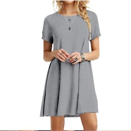 Casual Women Dress Summer Short Sleeve O Neck T Shirt Dress Simple Black Red A Line Mini Dress Vintage Solid Loose Dress Robe