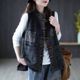 YASUGUOJI Women Fashion Korean Style Vest Female Vintage Sleeveless Plus Size Casual Denim Coat Office Lady Jean Waistcoat