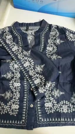 Long Sleeve Denim Shirt Women's Spring Summer Soft Jeans Stand Collar Floral Embroidery Blouses Thin Coat Tops New 2023 T35430M