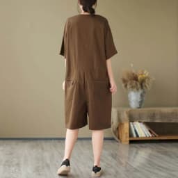 Solid Jumpsuits Summer Loose Pants Wide Leg Shorts Bodysuits Women Korean Style Half Sleeve One Piece Outfits Women Clothing