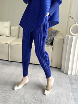Miyake Pleated Pants Spring 2025 New Women's Solid Color Basic Elastic Waist Small Foot Radish Pants Casual And Comfortable