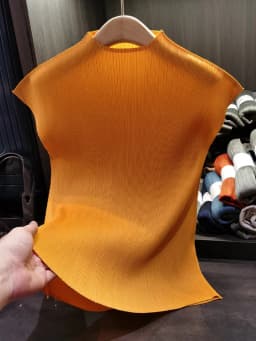 2025 Versatile Classic Simple Solid Color Stand Up Collar Pleated Top Women's New Slim Slim Short Sleeve Miyake T-shirt Summer