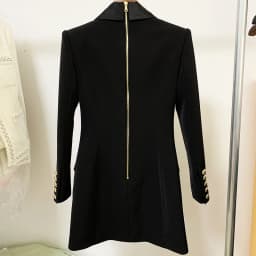 HIGH STREET 2026 New Fashion Designer Blazer Dress Women's Long Sleeve Double Breasted Metal Buttons Satin Notched Collar Dress