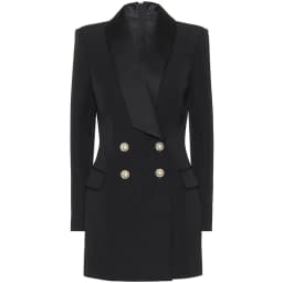 HIGH STREET 2026 New Fashion Designer Blazer Dress Women's Long Sleeve Double Breasted Metal Buttons Satin Notched Collar Dress