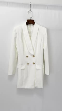 HIGH STREET 2026 New Fashion Designer Blazer Dress Women's Long Sleeve Double Breasted Metal Buttons Satin Notched Collar Dress