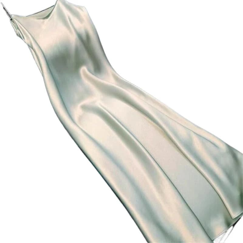 Women Slip Dress Satin Sleeveless V-Neck Solid Silk Elegant Vintage Lady 2026 Summer Female Long Spaghetti Strap Dresses Vestido